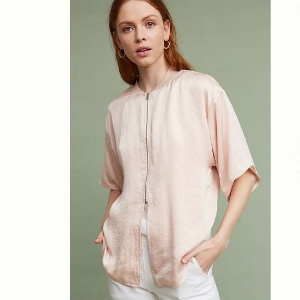 Anthropologie Cropped Shrug Jacket Zip Front XS